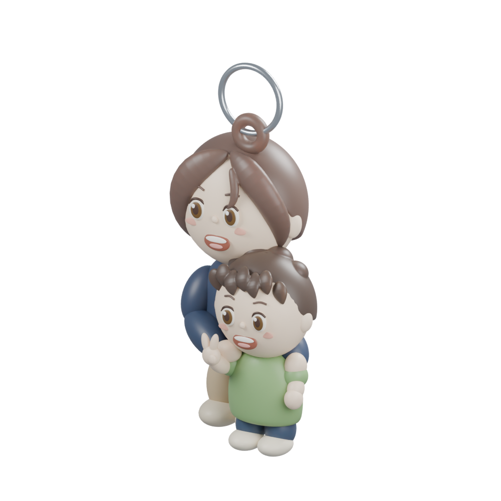親子の3Dキーチャーム