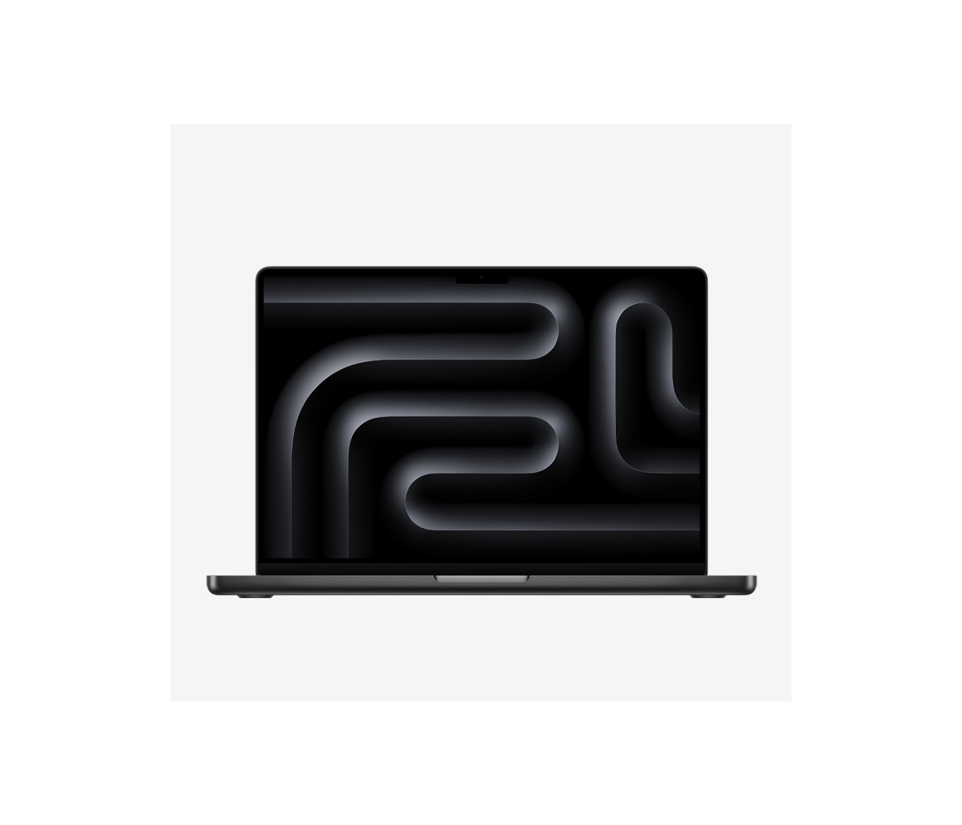 MacBook Pro 14インチ スペースブラック、正面から見た1台