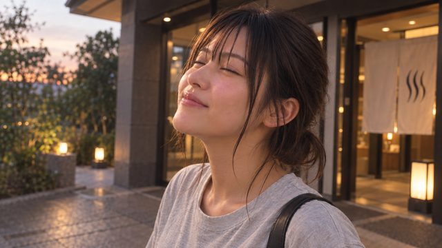 はるかと、サウナ帰りの夕方。の一場面