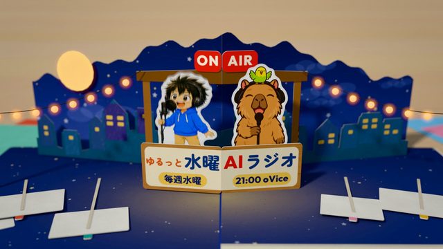 「ゆるっと水曜AIラジオ」の紹介（20.6秒・語り入り・音つき・1920×1080）の一場面