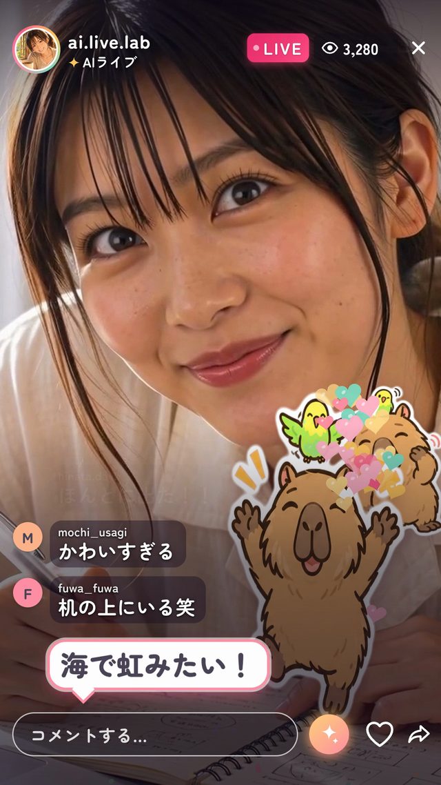 AIライブ — インスタライブ風（組み合わせ）の一場面