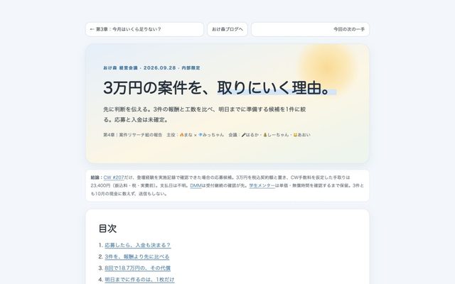 PROCESS｜第4章 案件リサーチ組の報告の一場面