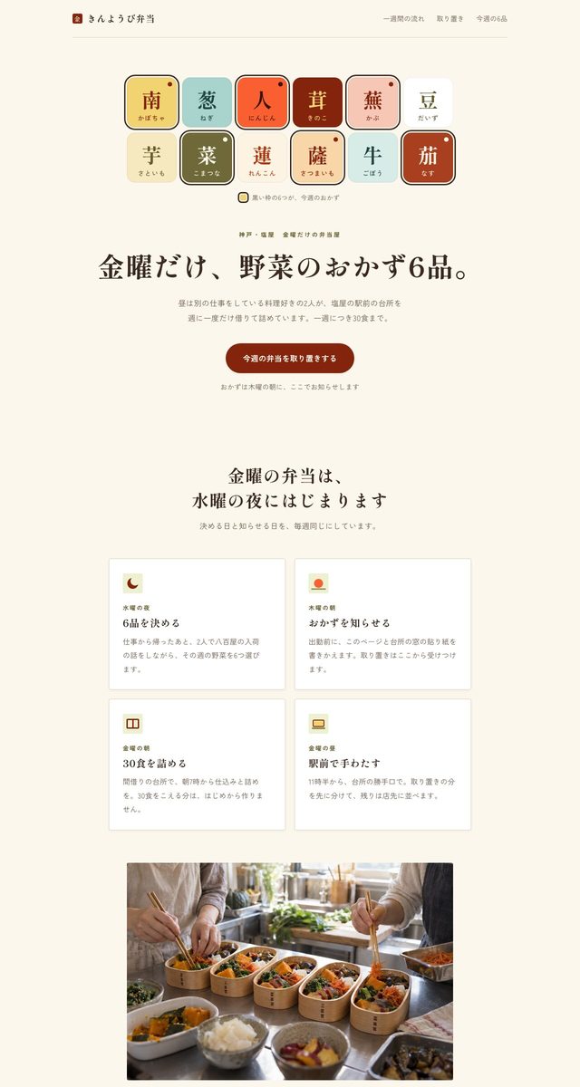 きんようび弁当（架空）— 作った記録の一場面