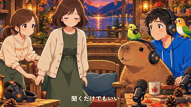 ゆるっと水曜AIラジオ 秋の1分OPの一場面